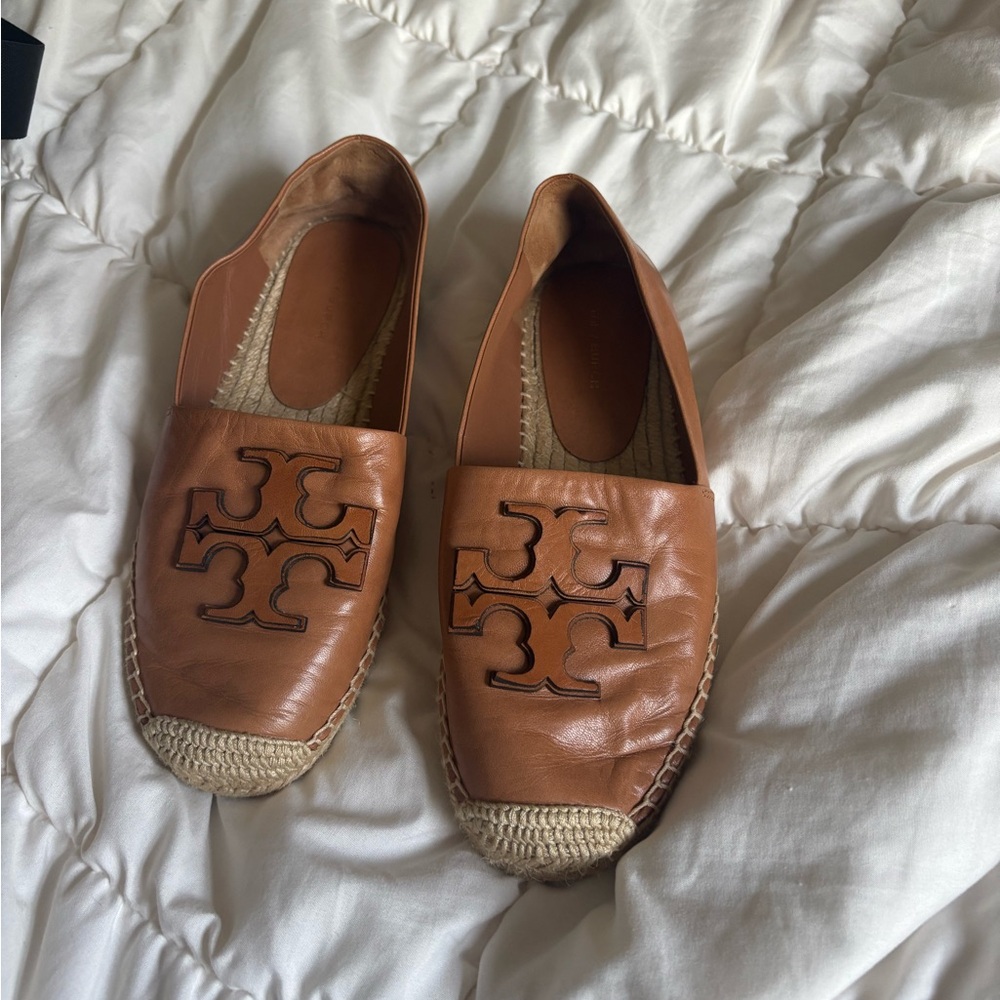 Tory Burch Tan Espadrille Loafers